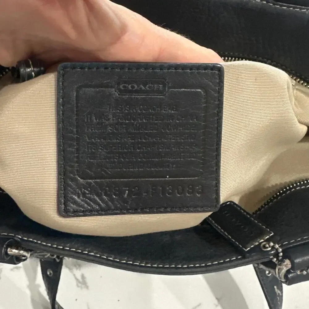COACH Hamilton Purse Shoulder Hand Bag Black Pebble Leather Tote, Medium, EUC